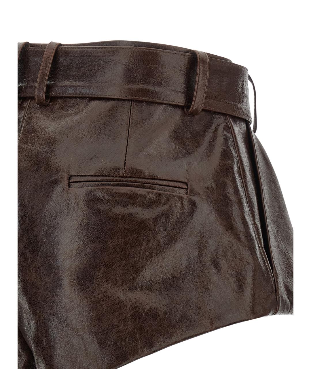 MAGDA BUTRYM Коричневые кожаные шорты, фото 4