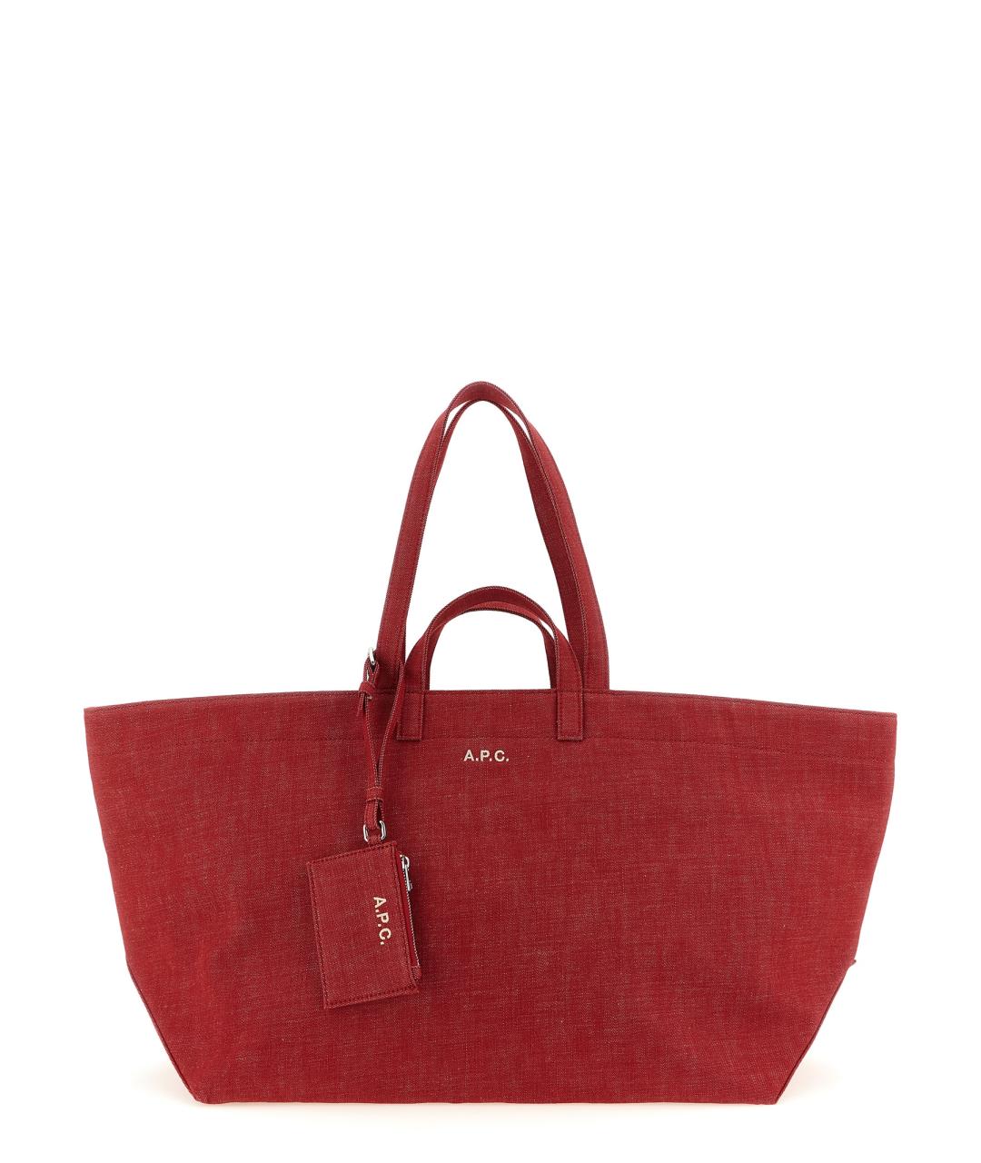 A.P.C. Красная хлопковая сумка тоут, фото 1