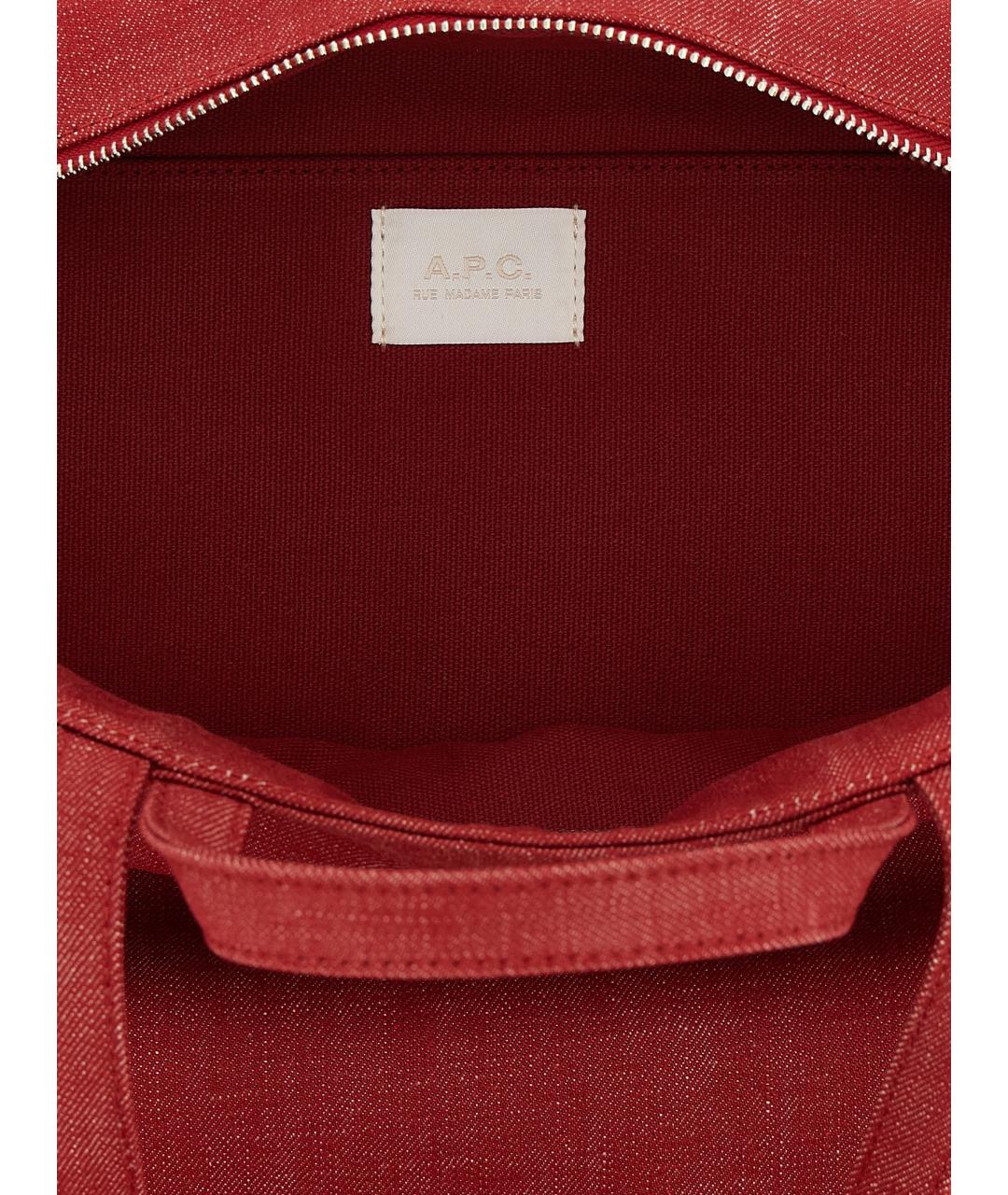 A.P.C. Красная хлопковая сумка тоут, фото 4