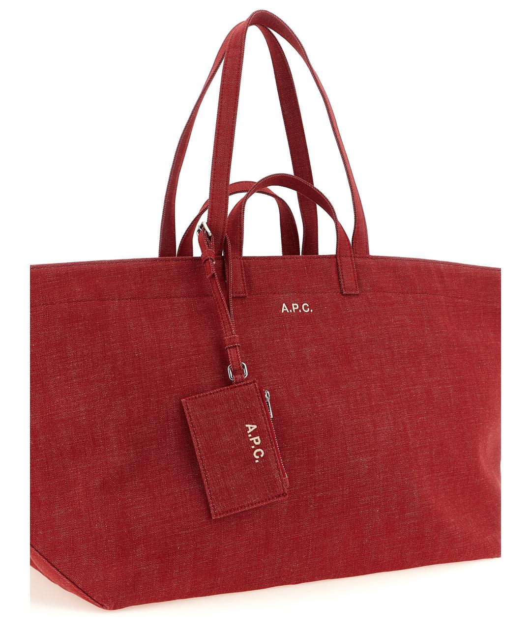 A.P.C. Красная хлопковая сумка тоут, фото 3