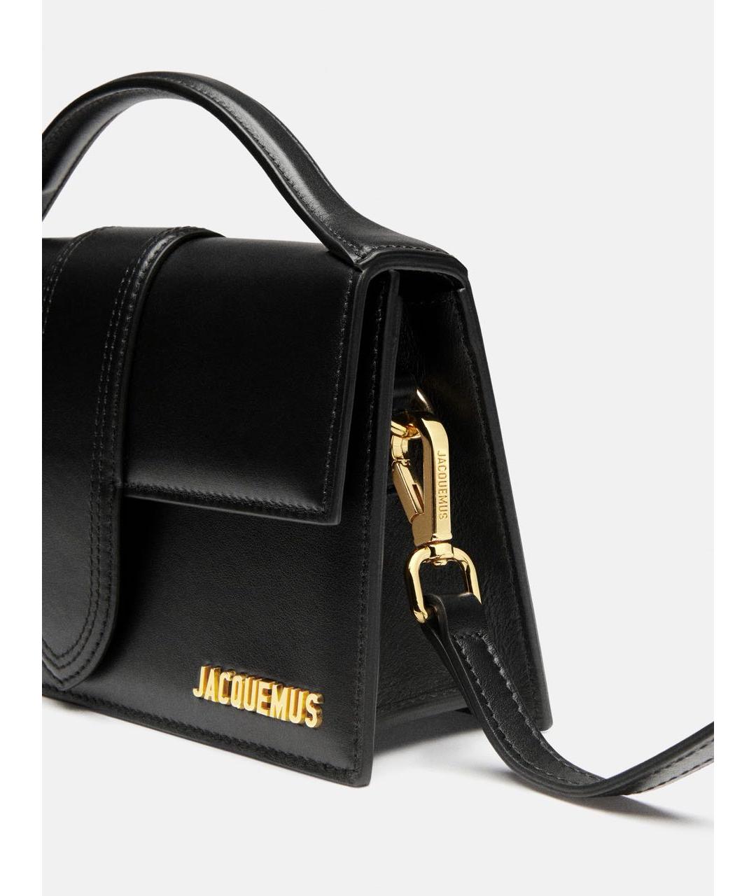 JACQUEMUS Черная кожаная сумка с короткими ручками, фото 2