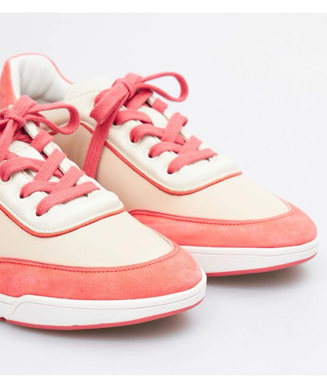 LORO PIANA Коралловые кожаные кроссовки, фото 3