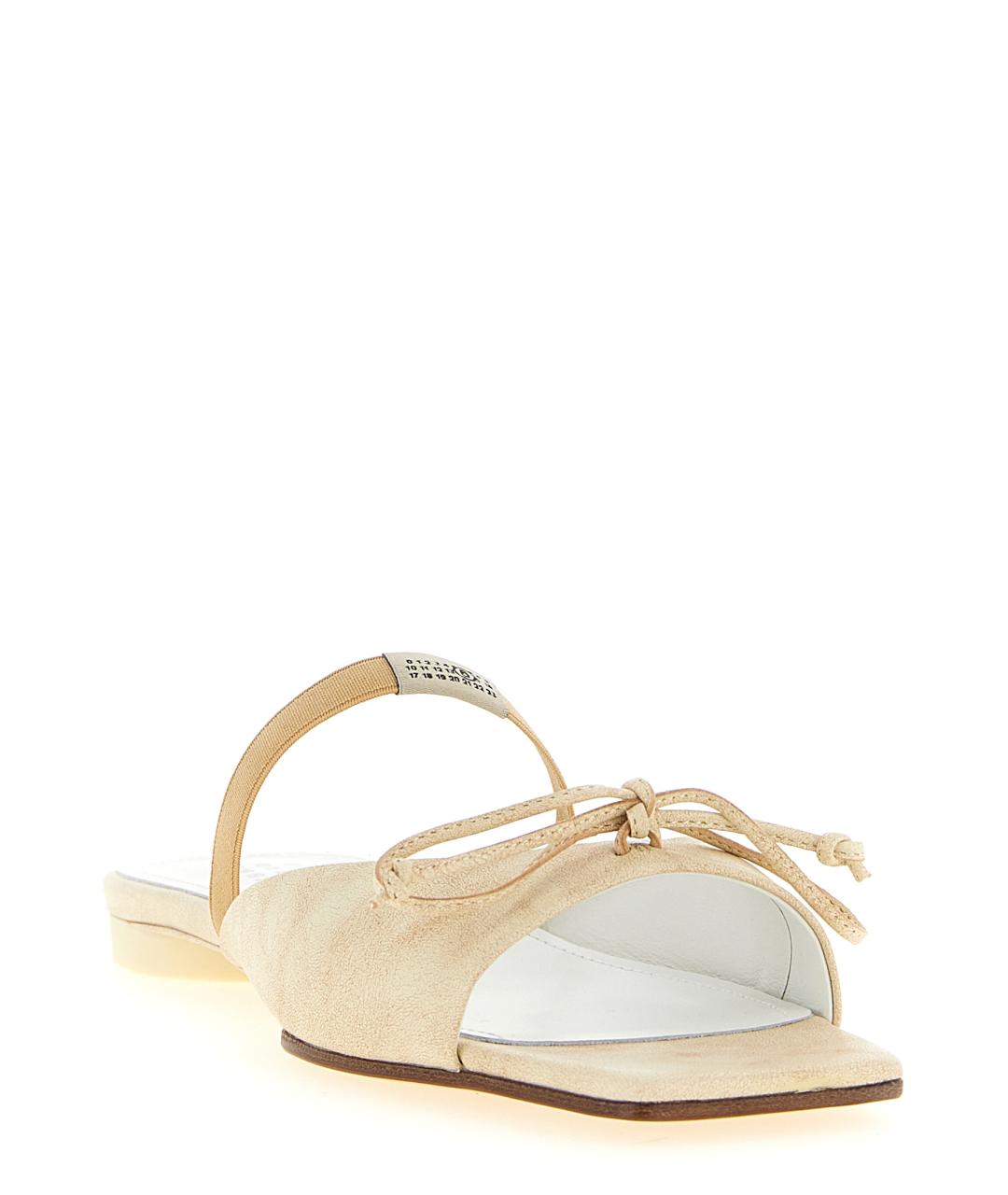 MM6 MAISON MARGIELA Бежевые кожаные шлепанцы, фото 2