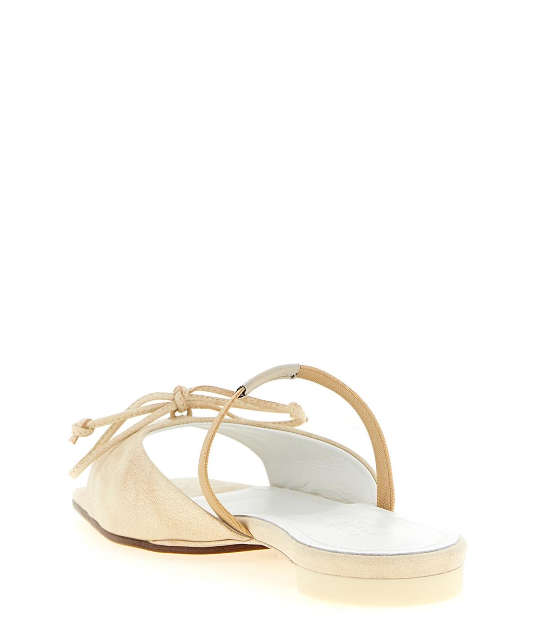 MM6 MAISON MARGIELA Бежевые кожаные шлепанцы, фото 3