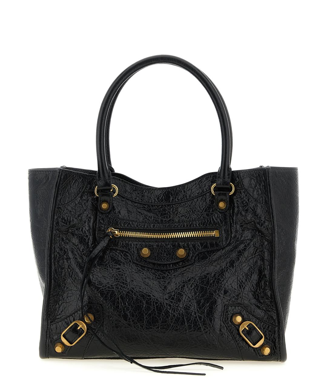 BALENCIAGA Черная кожаная сумка тоут, фото 1