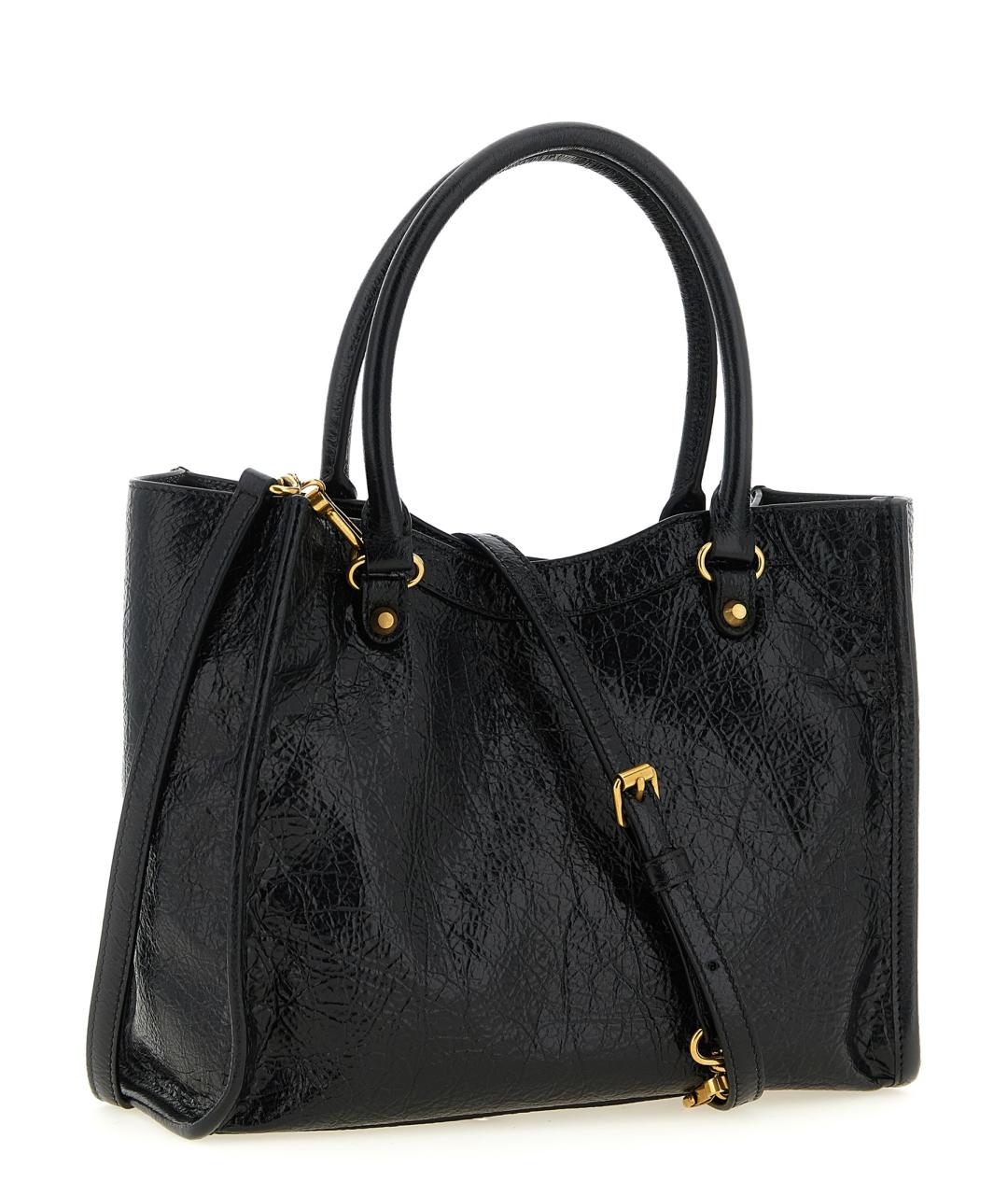 BALENCIAGA Черная кожаная сумка тоут, фото 2