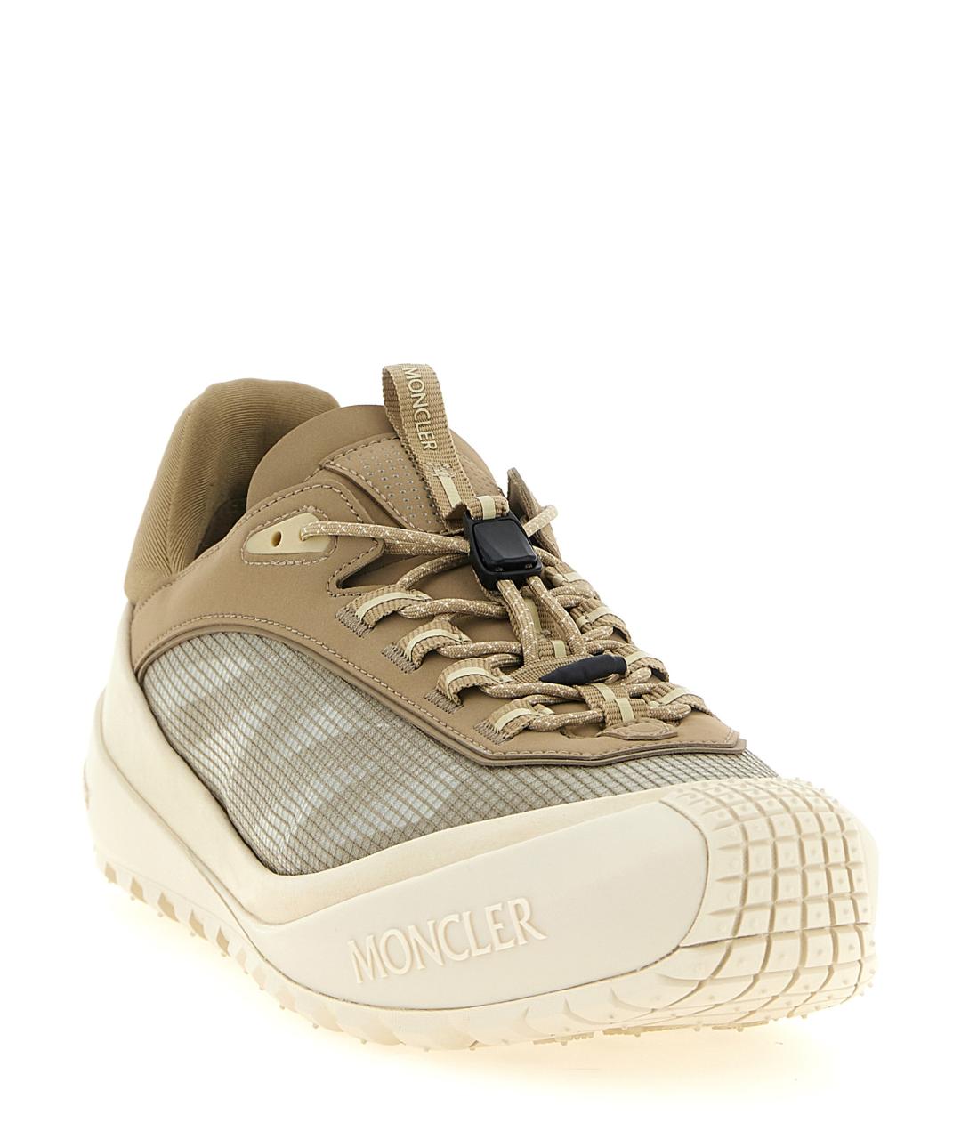 MONCLER Бежевые нубуковые низкие кроссовки / кеды, фото 2