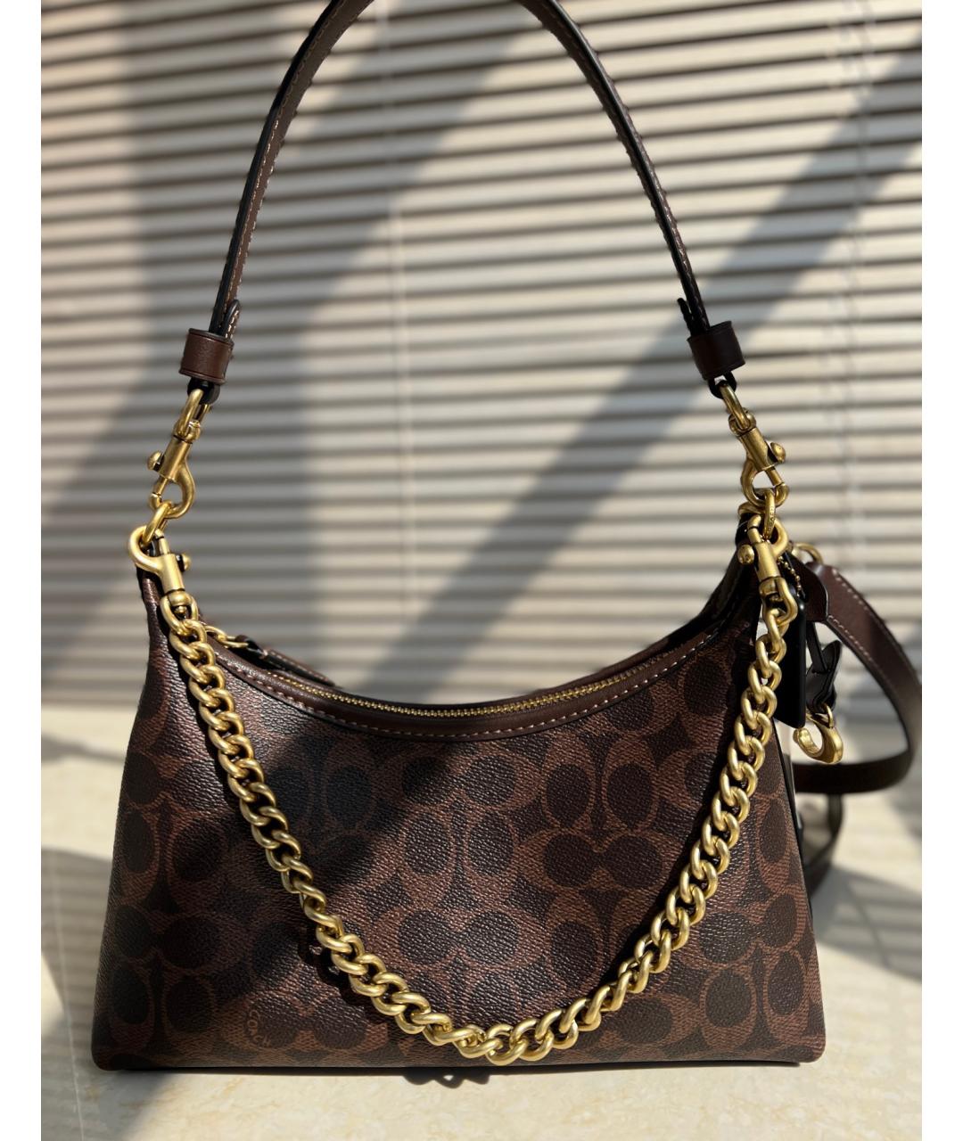 COACH Коричневая сумка с короткими ручками, фото 2