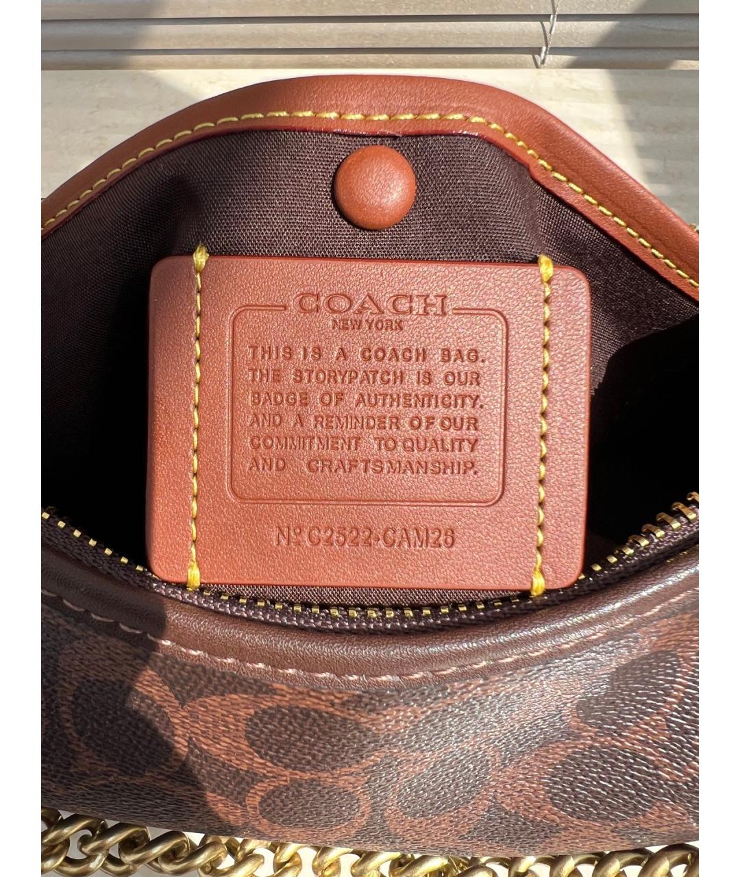 COACH Коричневая сумка с короткими ручками, фото 4