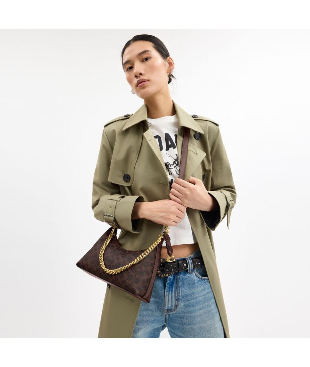 COACH Коричневая сумка с короткими ручками, фото 6