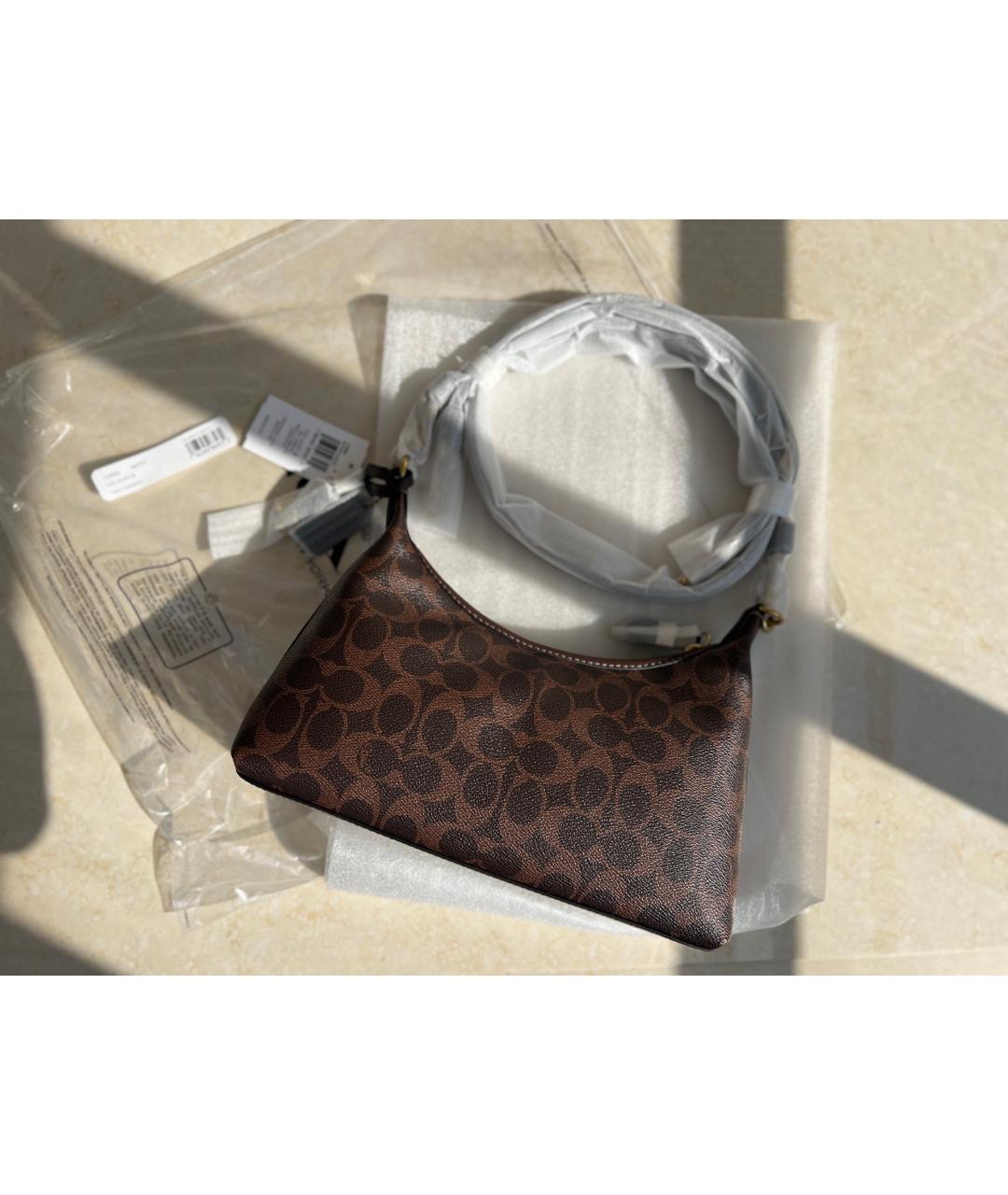 COACH Коричневая сумка с короткими ручками, фото 3