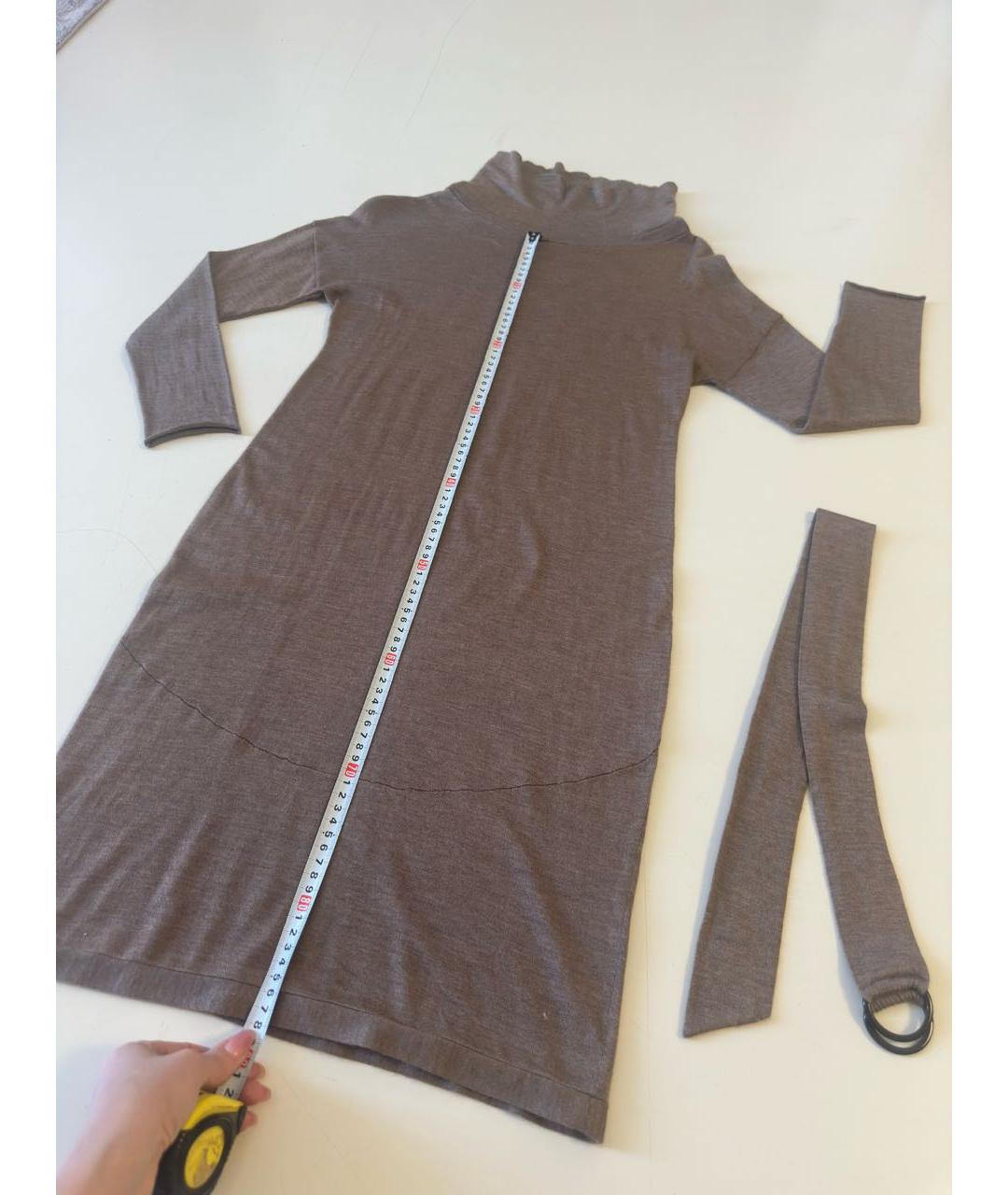 BRUNELLO CUCINELLI Коричневое шерстяное повседневное платье, фото 6
