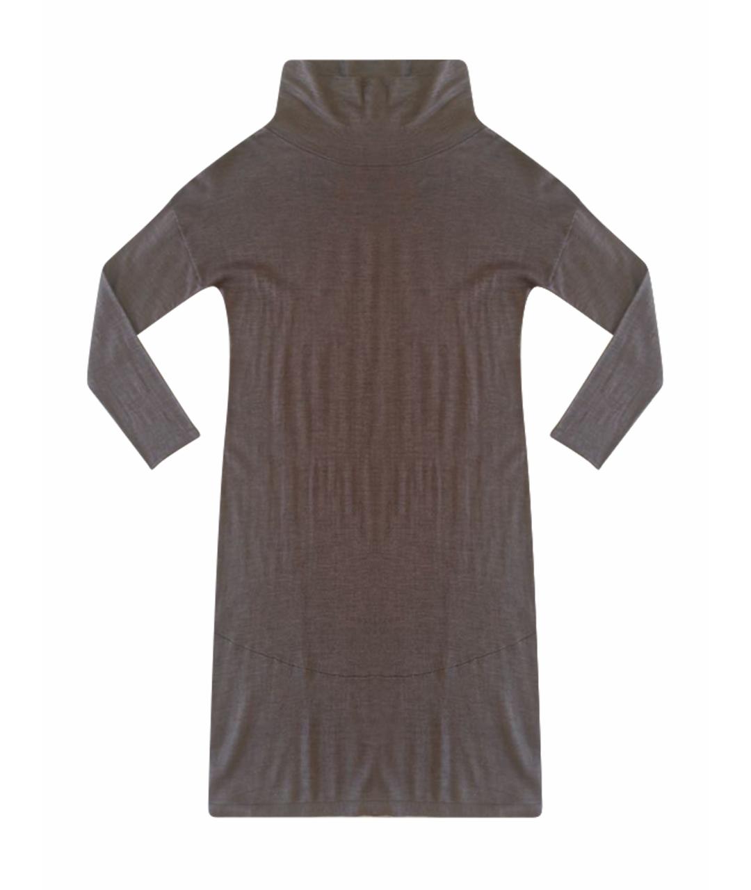 BRUNELLO CUCINELLI Коричневое шерстяное повседневное платье, фото 1