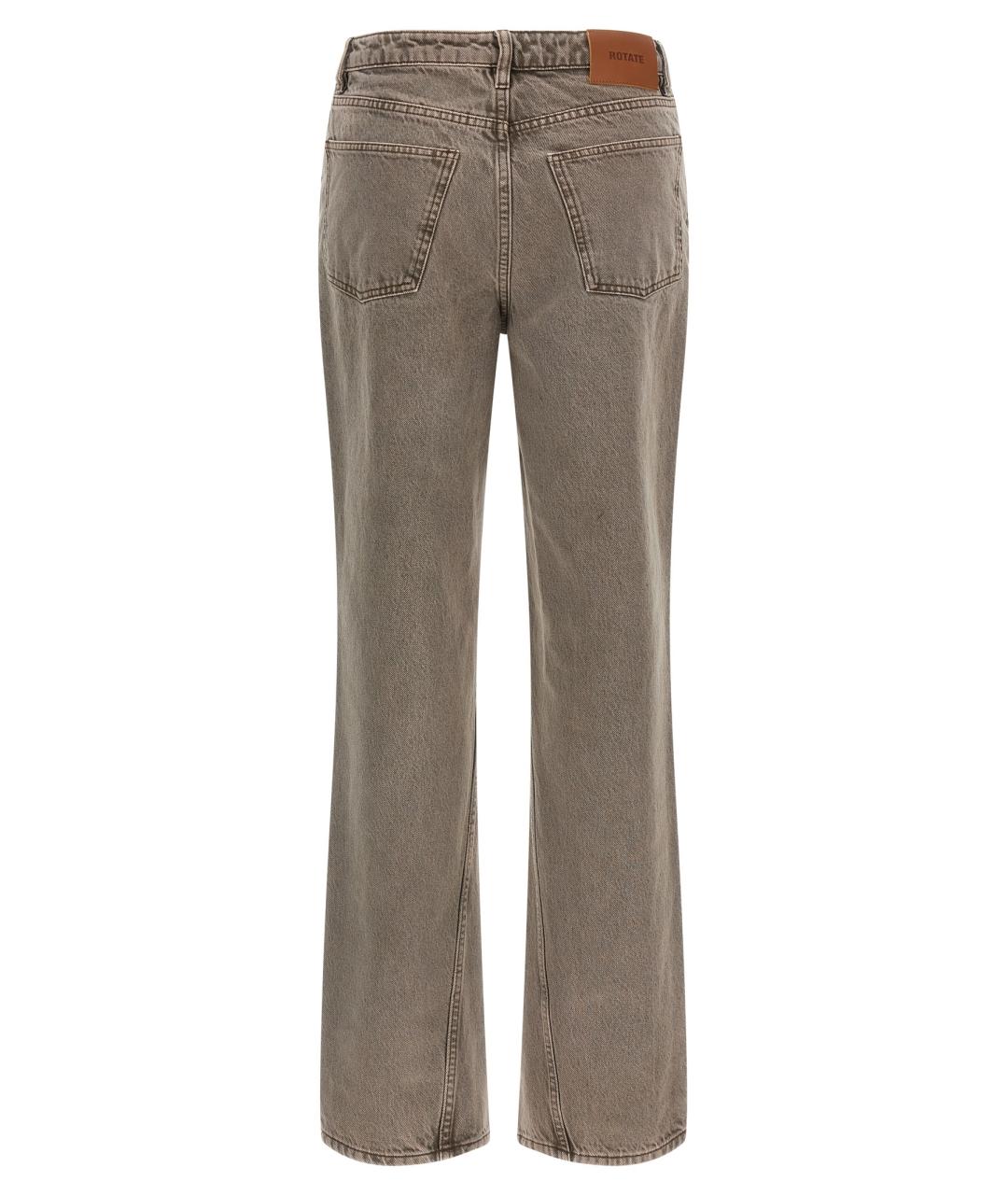 ROTATE Коричневые хлопковые прямые джинсы, фото 2