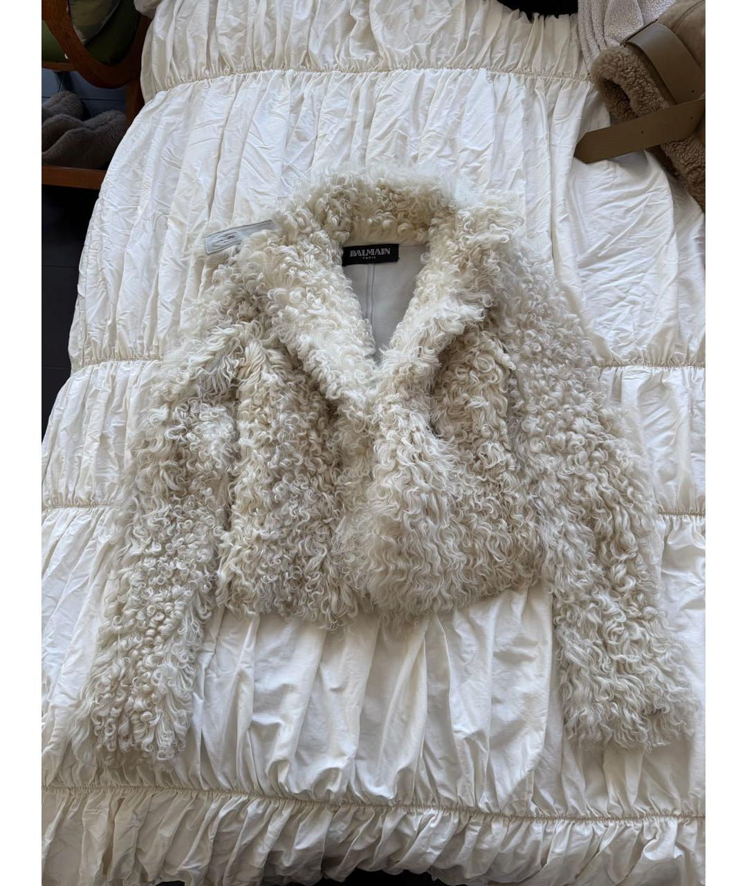 BALMAIN Бежевая меховая шуба, фото 8