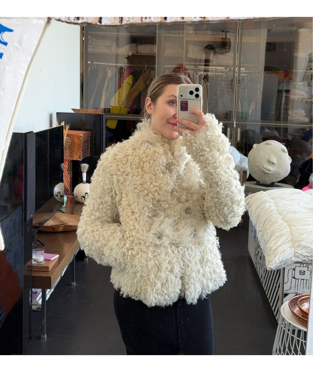 BALMAIN Бежевая меховая шуба, фото 6