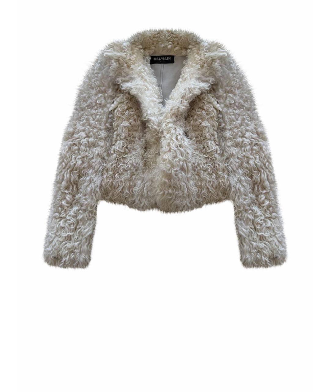 BALMAIN Бежевая меховая шуба, фото 1