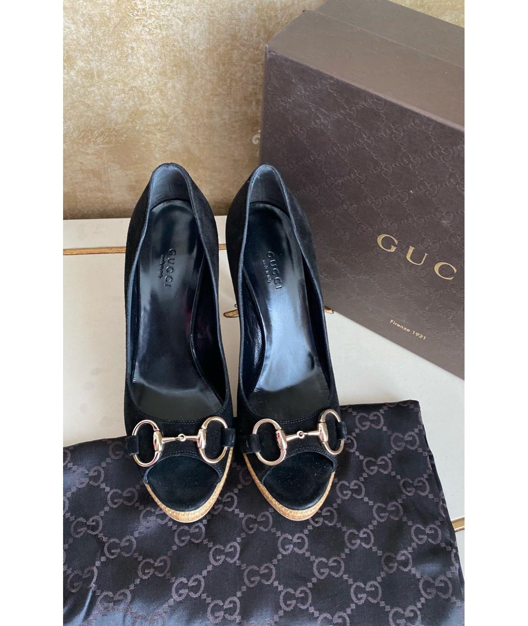 GUCCI Черные замшевые туфли, фото 5