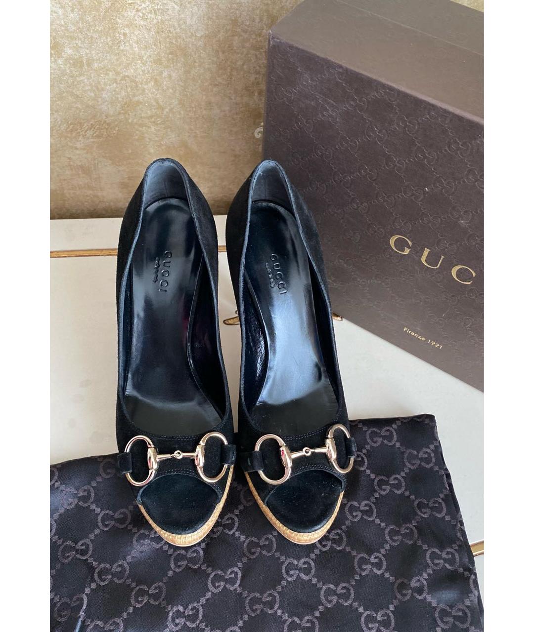 GUCCI Черные замшевые туфли, фото 8