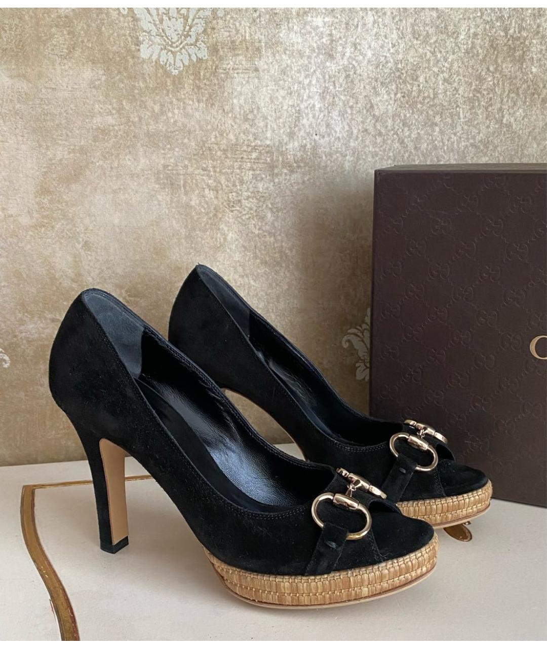 GUCCI Черные замшевые туфли, фото 2