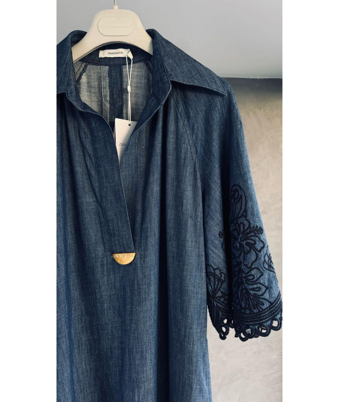 ZIMMERMANN Темно-синее хлопковое повседневное платье, фото 4