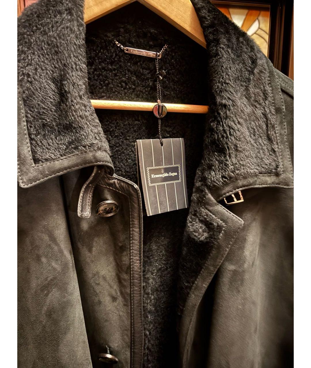 ERMENEGILDO ZEGNA XXX Черная замшевая дубленка/шуба, фото 2