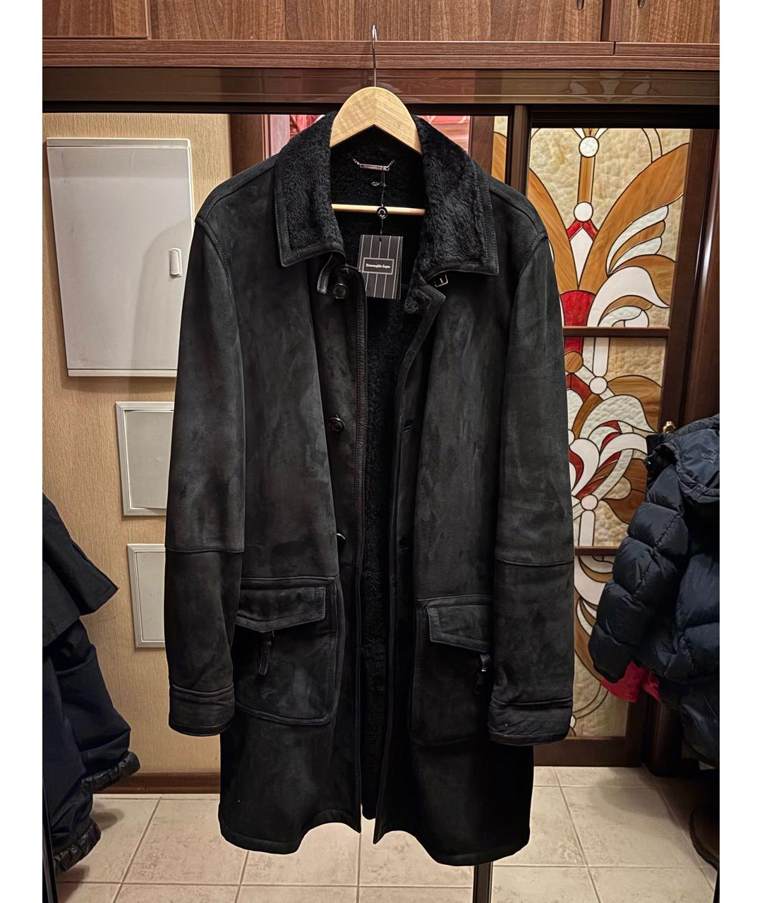 ERMENEGILDO ZEGNA XXX Черная замшевая дубленка/шуба, фото 6