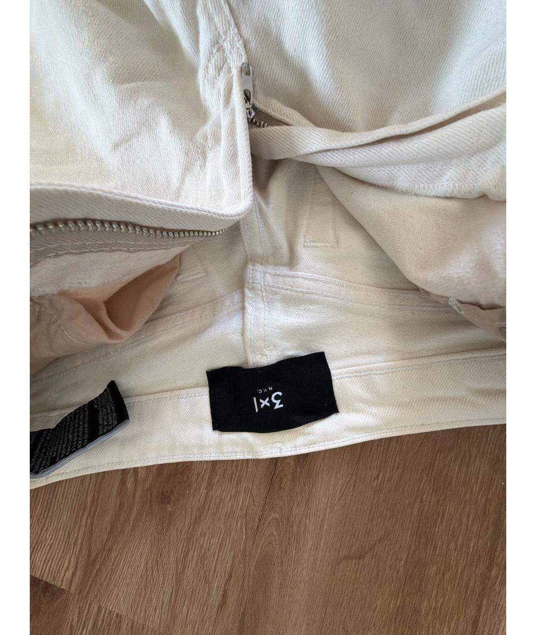 3X1 Белые хлопко-эластановые прямые джинсы, фото 3