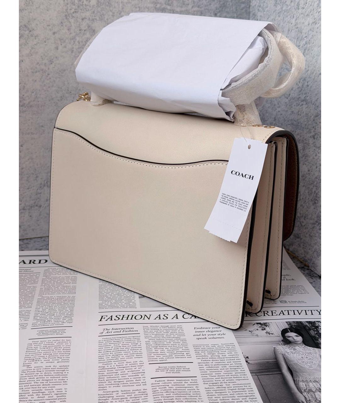 COACH Бежевая кожаная сумка через плечо, фото 5