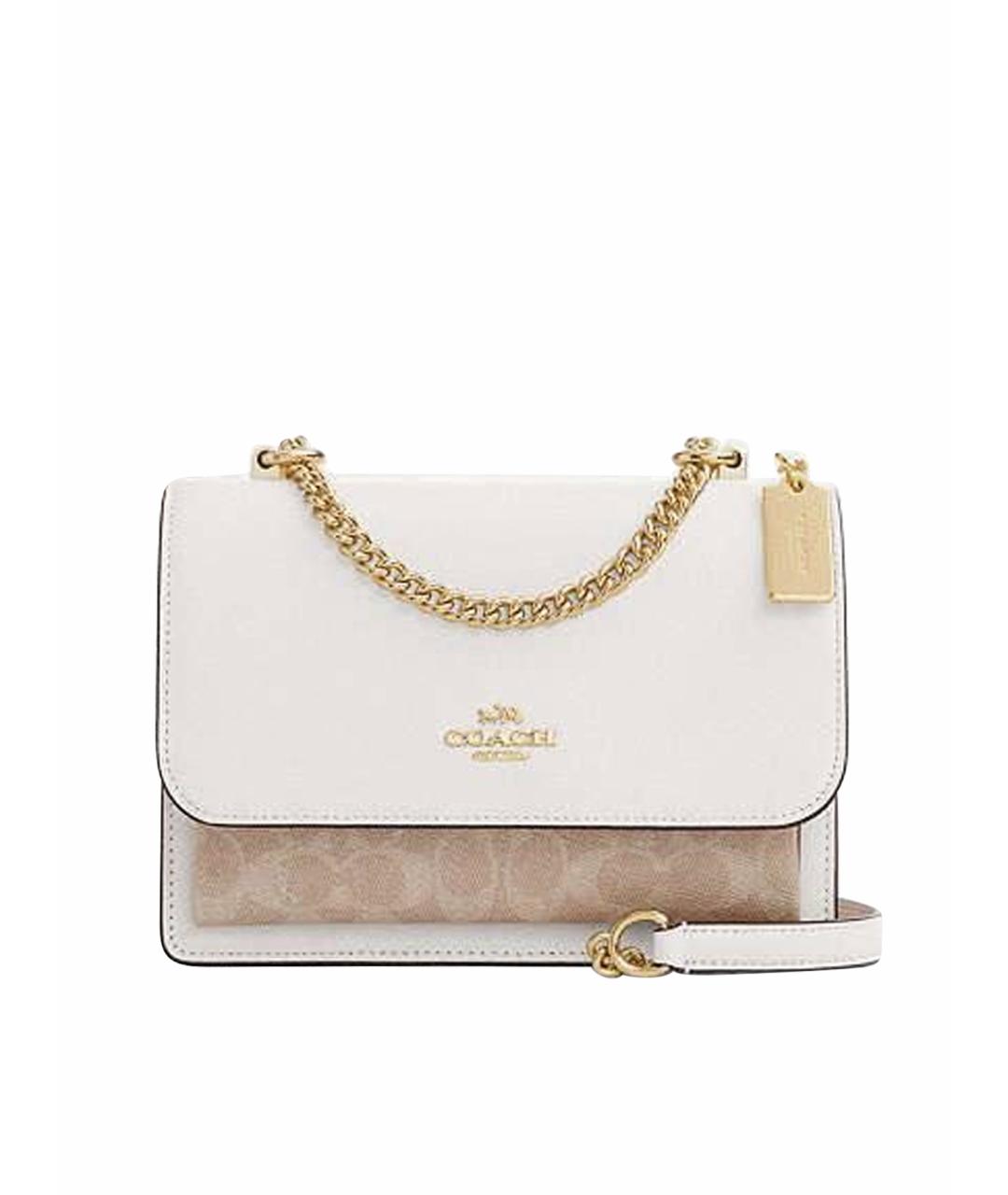 COACH Бежевая кожаная сумка через плечо, фото 1