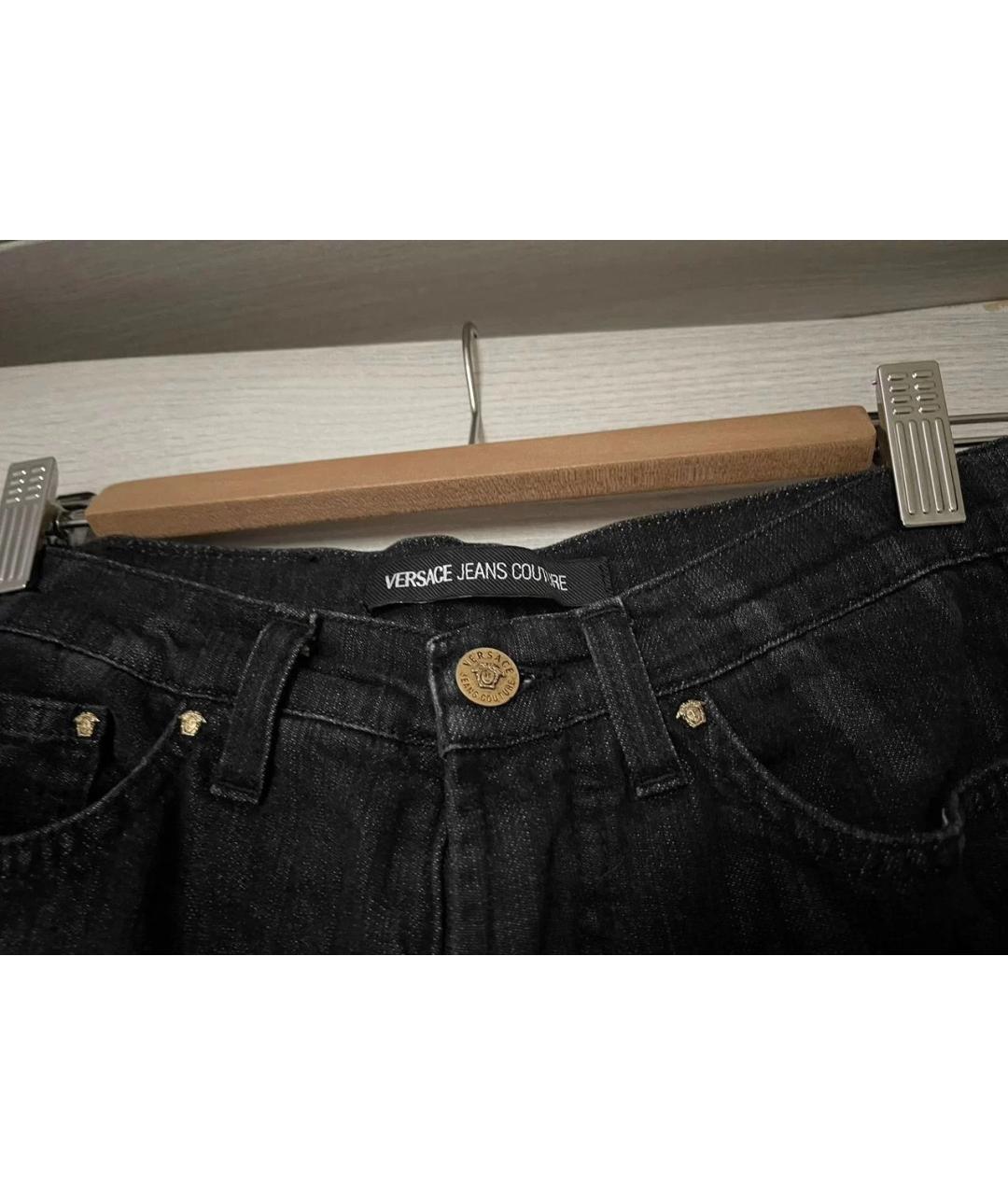 VERSACE JEANS COUTURE Черные хлопковые джинсы слим, фото 3