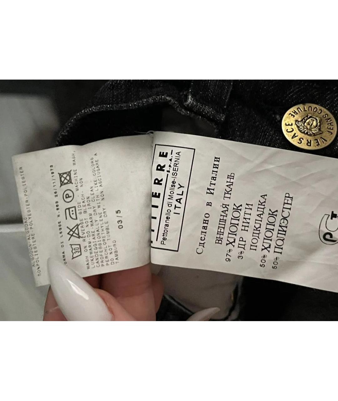 VERSACE JEANS COUTURE Черные хлопковые джинсы слим, фото 6