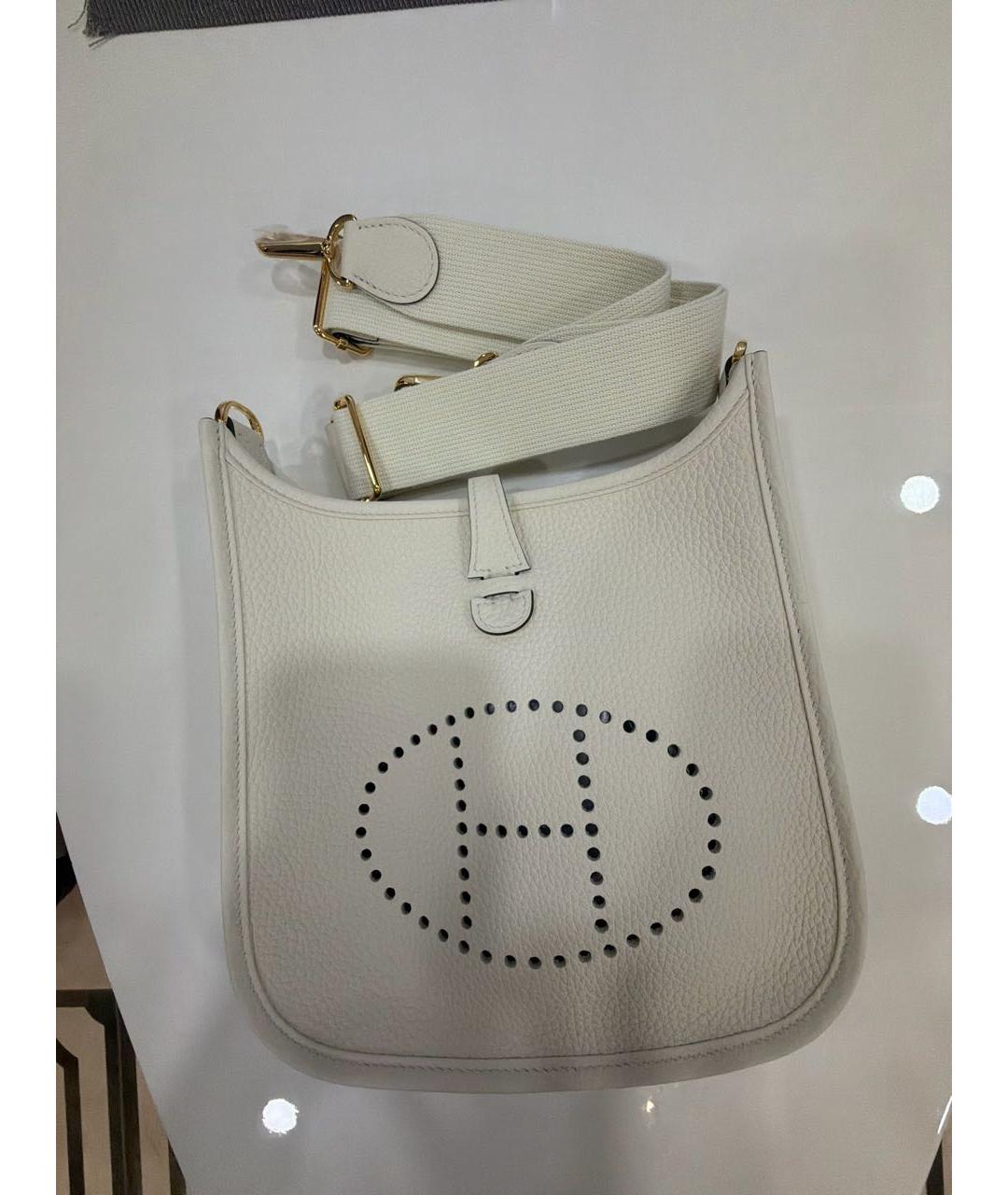 HERMES Бежевая кожаная сумка через плечо, фото 6