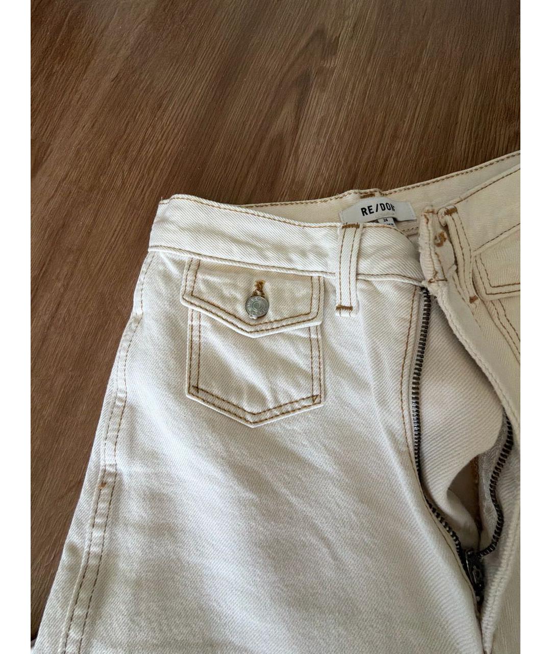 Re done Белые хлопковые прямые джинсы, фото 4