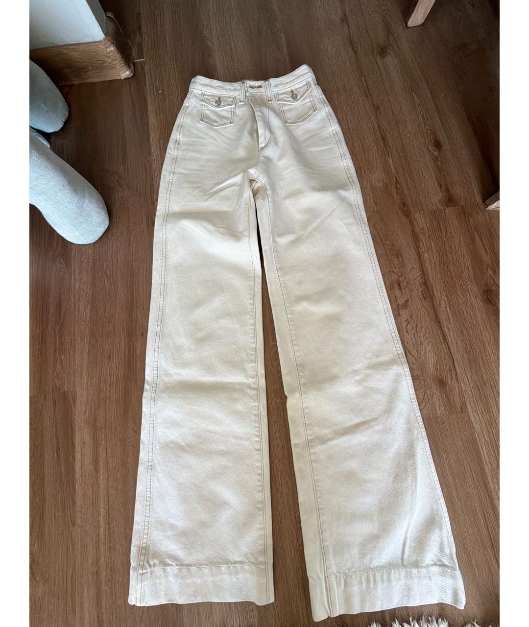 Re done Белые хлопковые прямые джинсы, фото 5