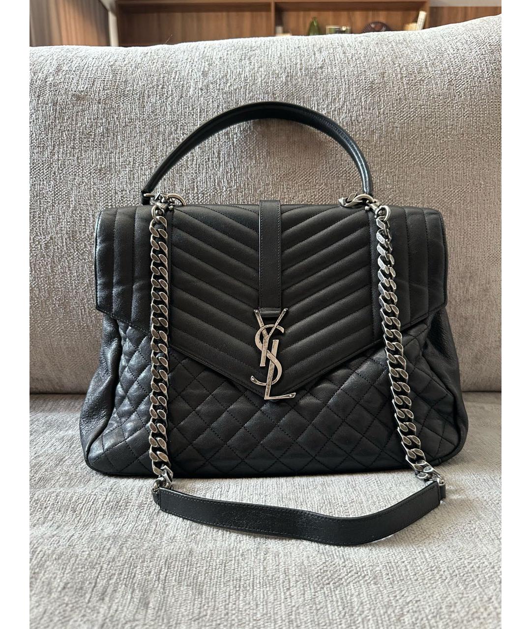 SAINT LAURENT Черная кожаная сумка через плечо, фото 2