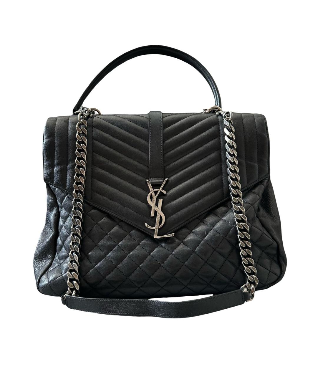 SAINT LAURENT Черная кожаная сумка через плечо, фото 9