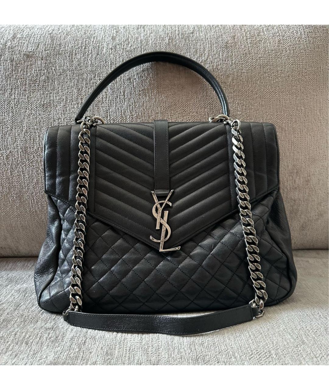 SAINT LAURENT Черная кожаная сумка через плечо, фото 3