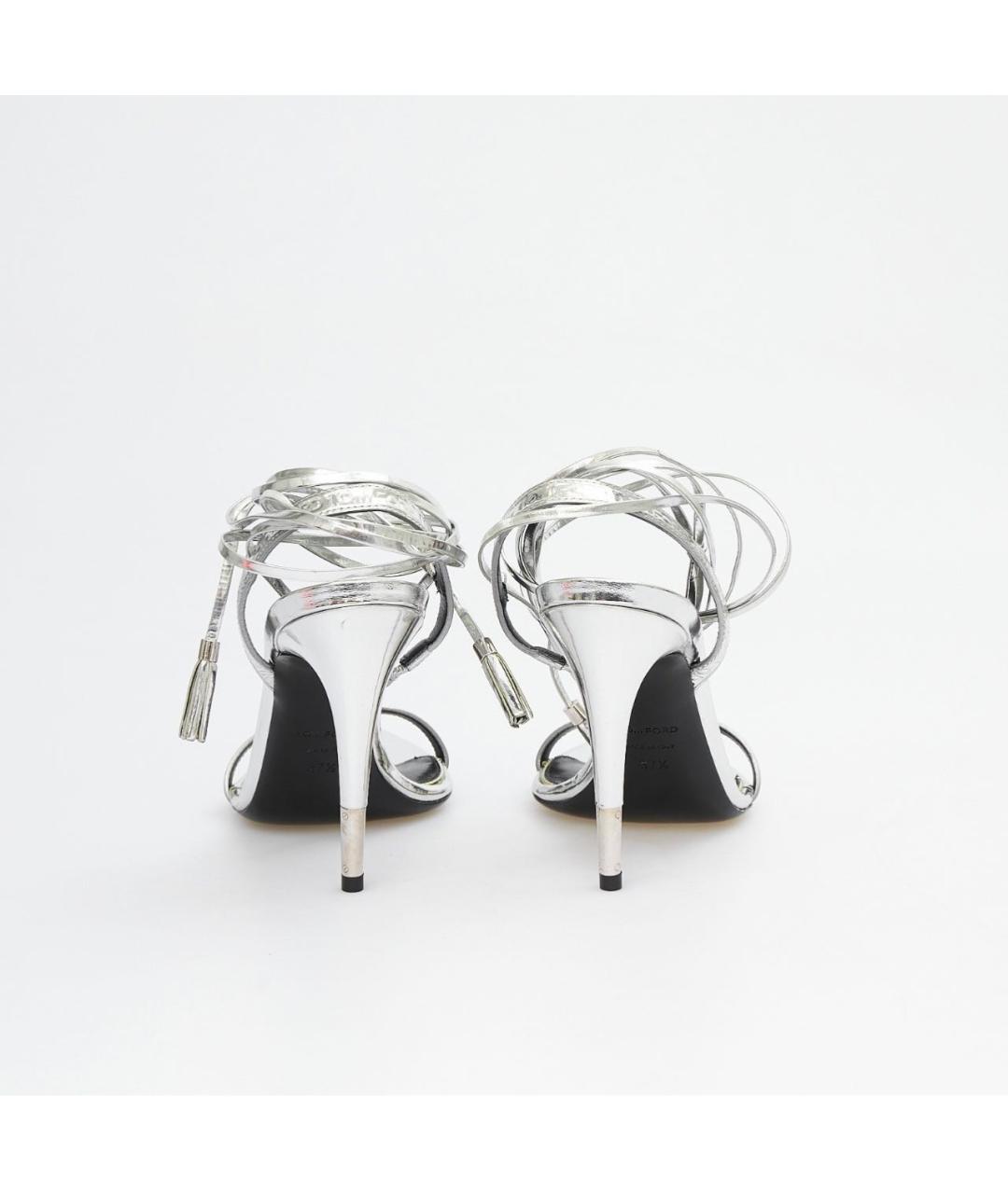 TOM FORD Серебряные кожаные босоножки, фото 4