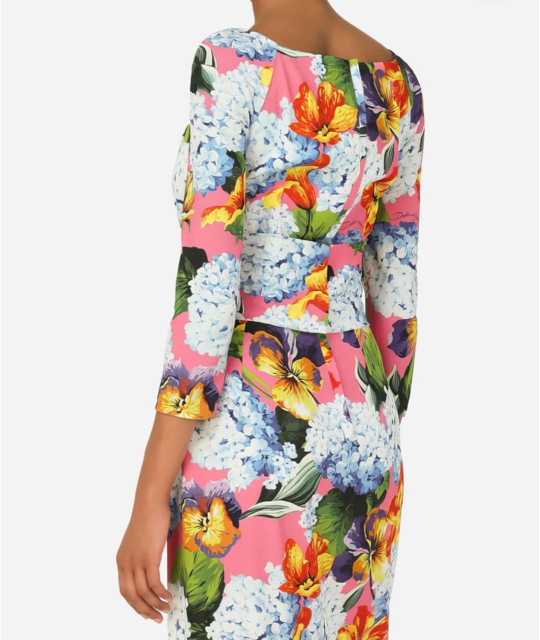 DOLCE&GABBANA Розовое шелковое коктейльное платье, фото 3