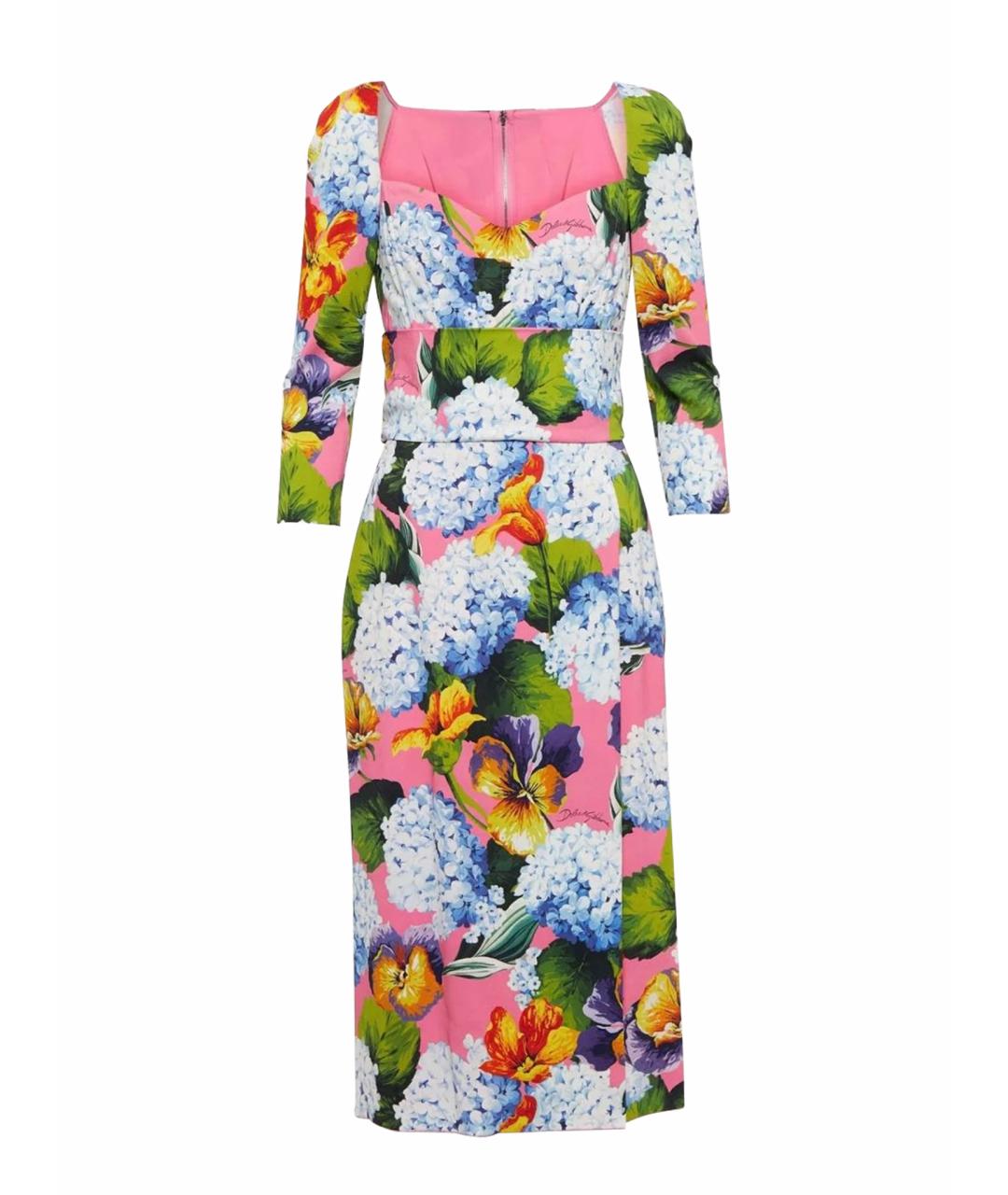 DOLCE&GABBANA Розовое шелковое коктейльное платье, фото 7