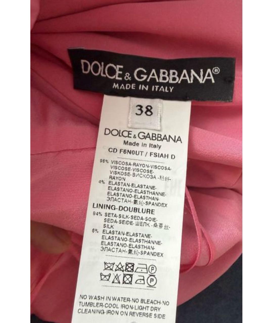 DOLCE&GABBANA Розовое шелковое коктейльное платье, фото 4