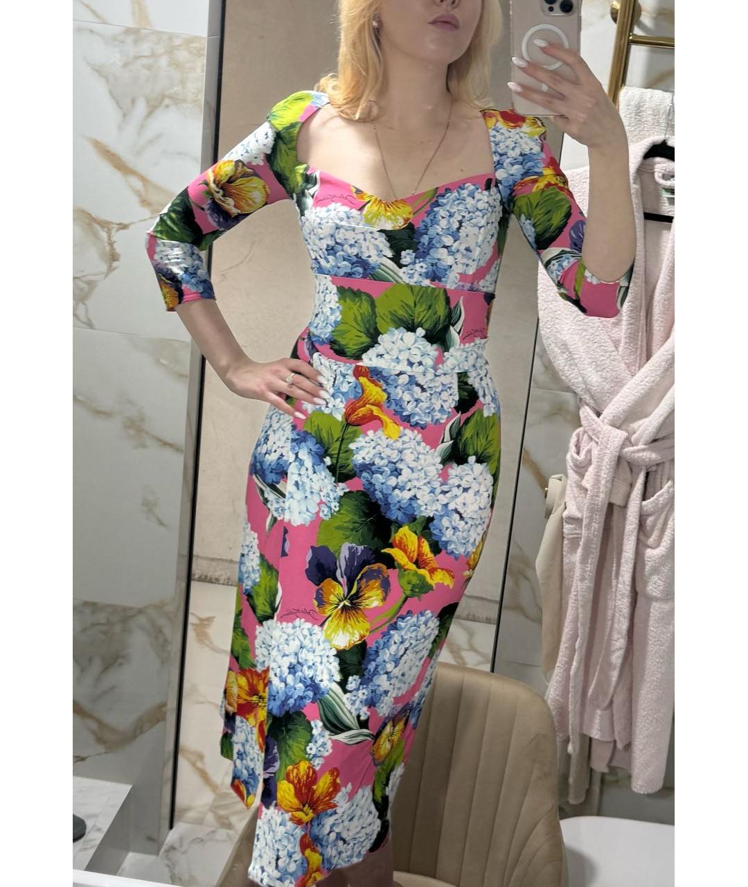 DOLCE&GABBANA Розовое шелковое коктейльное платье, фото 5