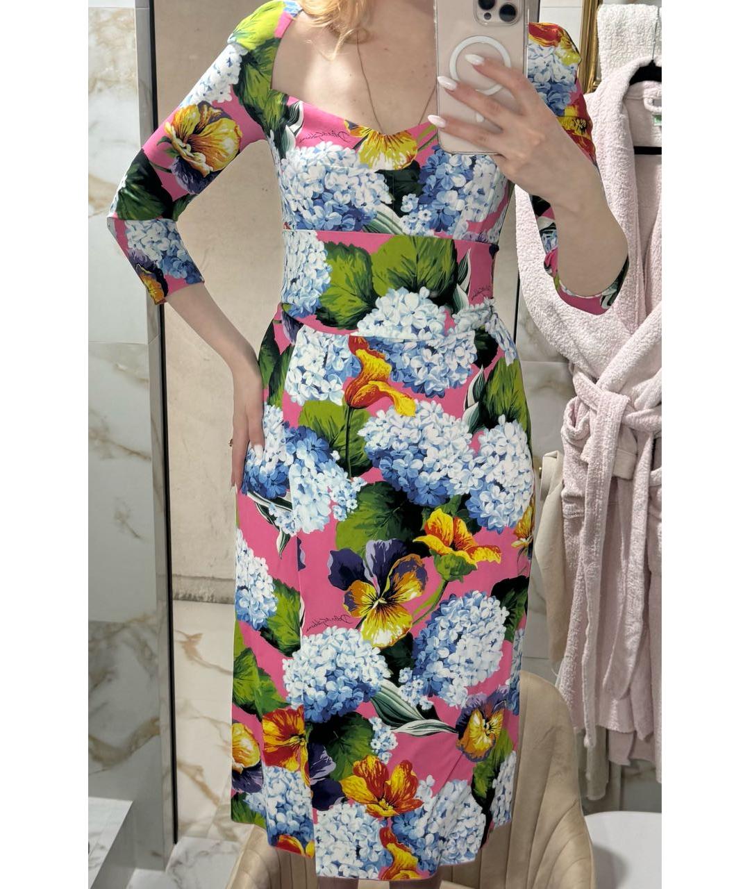 DOLCE&GABBANA Розовое шелковое коктейльное платье, фото 6