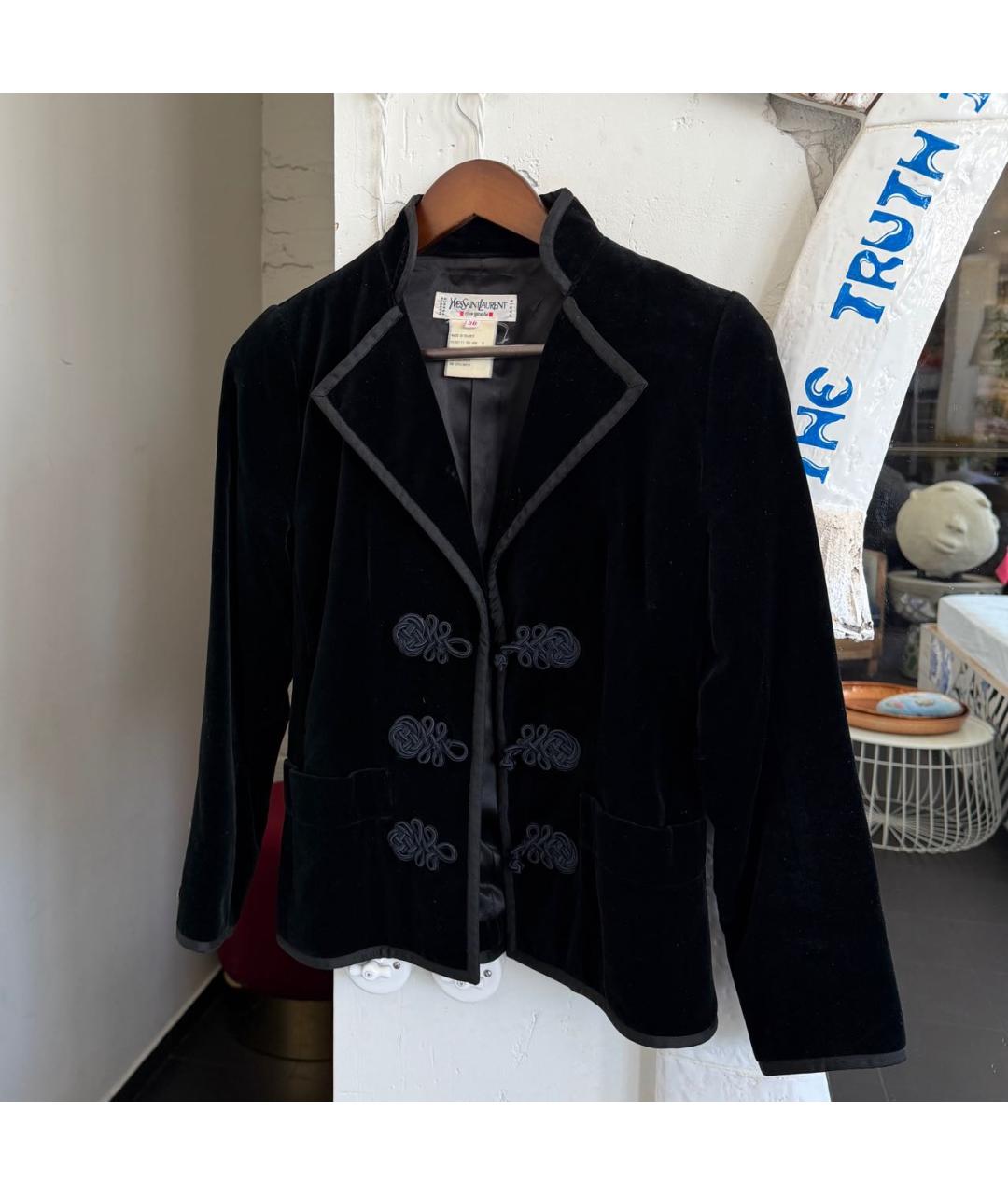 SAINT LAURENT Черный бархатный жакет/пиджак, фото 8