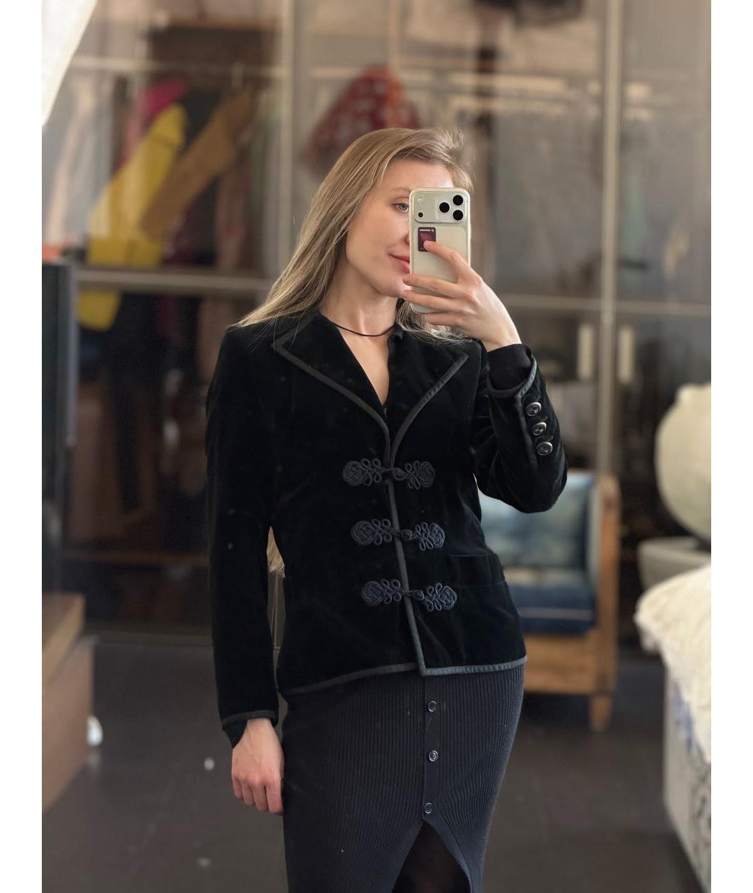 SAINT LAURENT Черный бархатный жакет/пиджак, фото 7