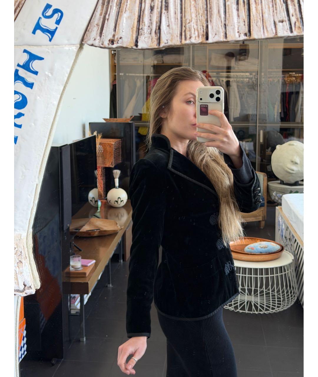 SAINT LAURENT Черный бархатный жакет/пиджак, фото 6