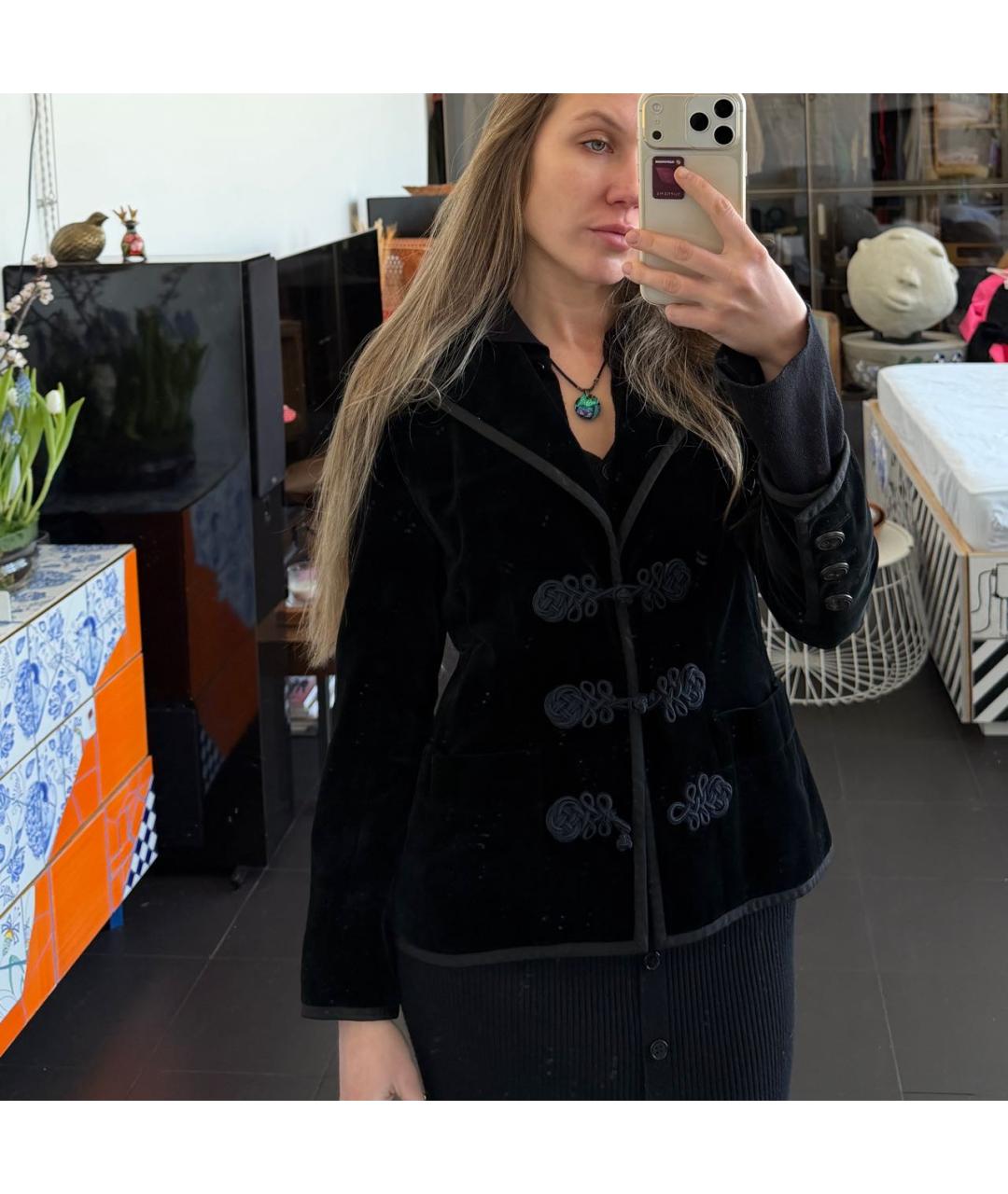 SAINT LAURENT Черный бархатный жакет/пиджак, фото 5