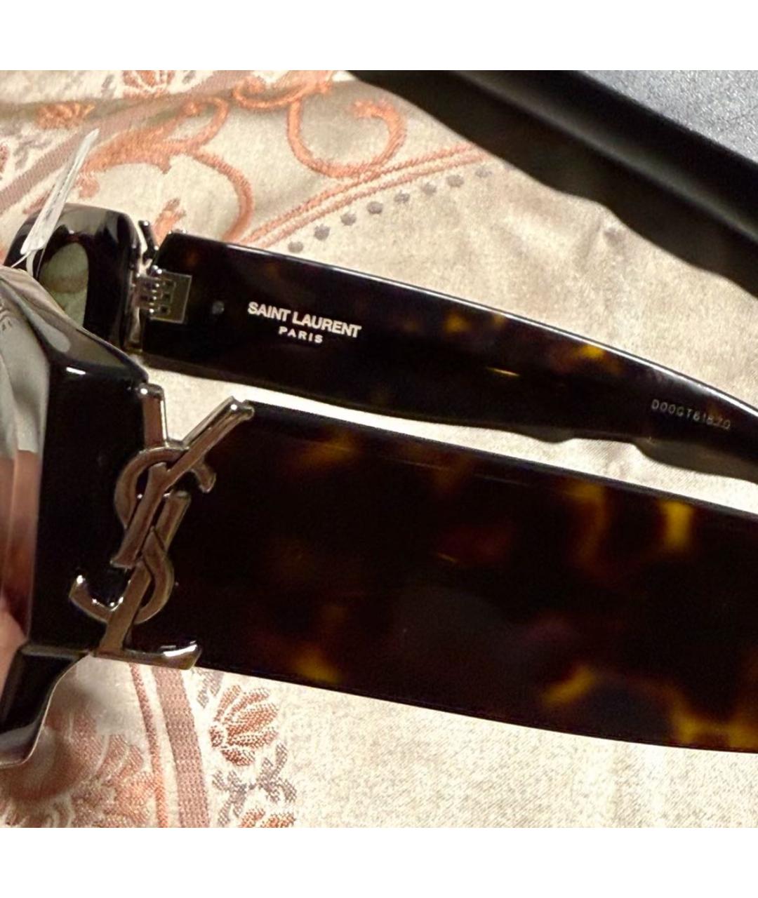 SAINT LAURENT Коричневые пластиковые солнцезащитные очки, фото 2