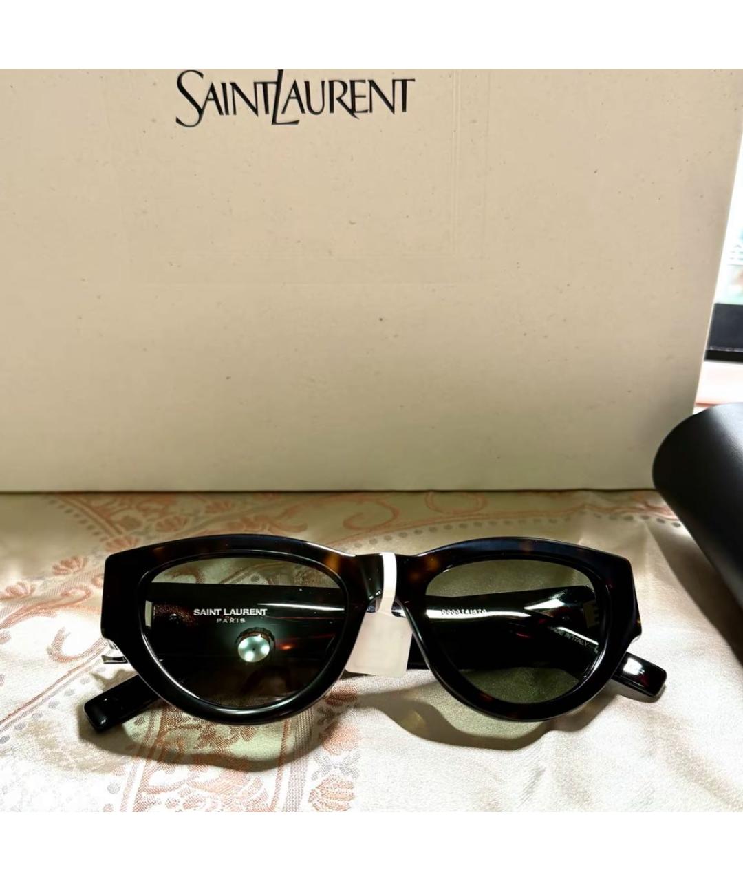 SAINT LAURENT Коричневые пластиковые солнцезащитные очки, фото 3